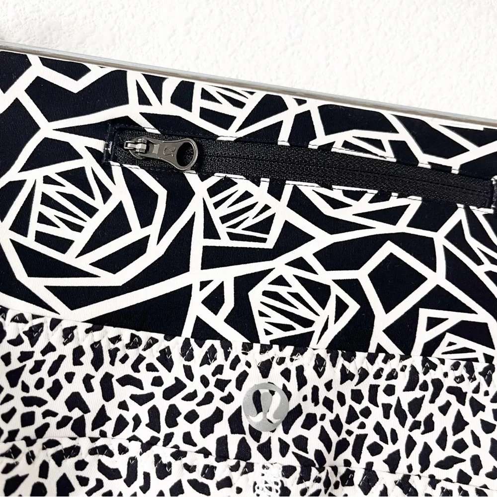 Lululemon Real Quick Leggings Posey Black White High Rise Athletic Yoga Pants